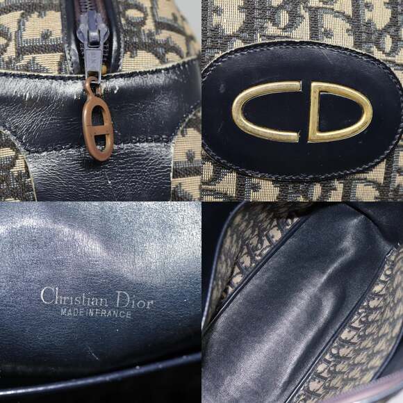 DIOR Trotter Canvas Hand Bag Navy Gold - Picture 11 of 12